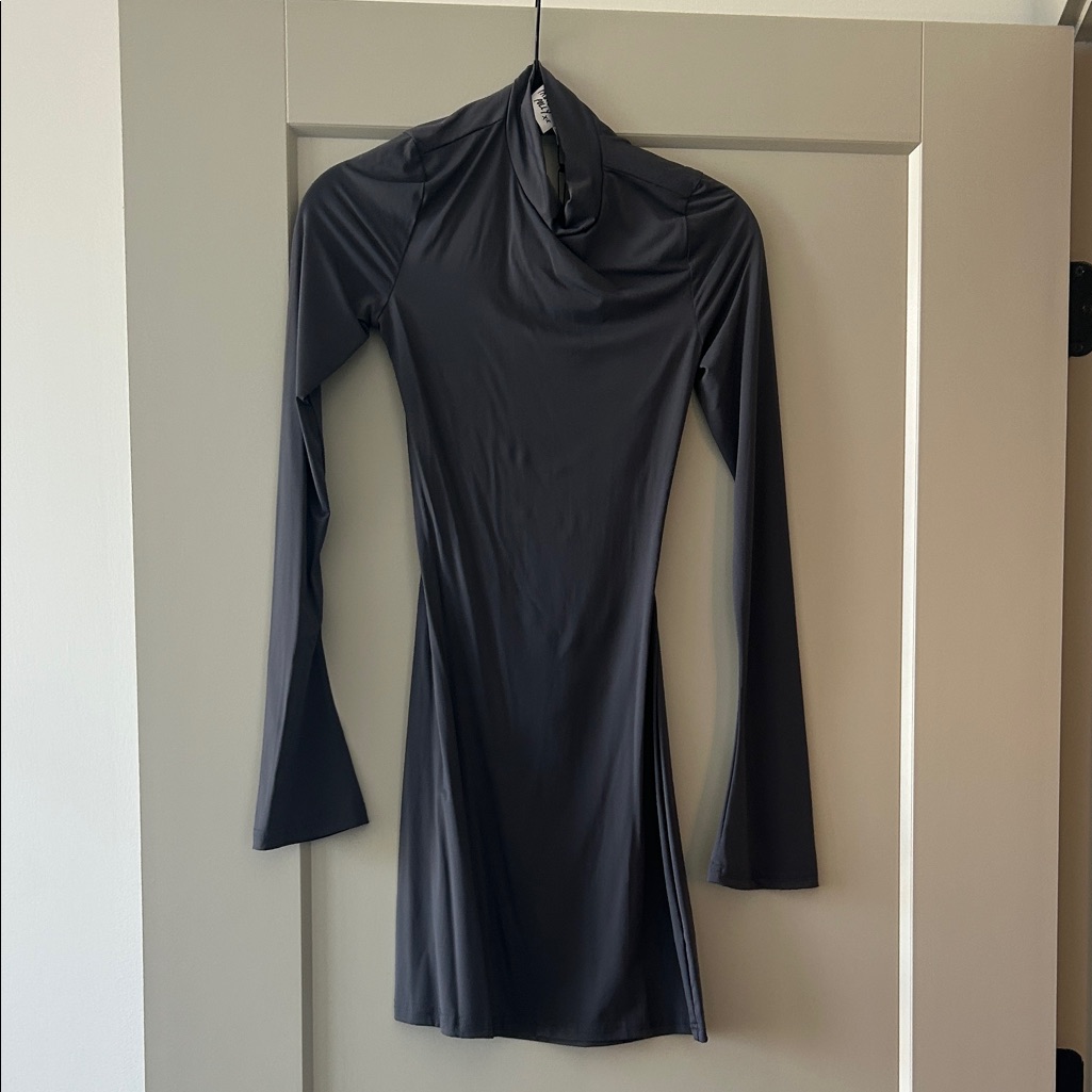 Princess Polly Black Long-Sleeve Mock Neck Dress